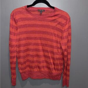 NWOT Brooks Brothers Red Orange Striped Lightweght Crewneck Sweater Women’s m